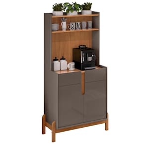 Armário Multiuso Cantinho Do Café Nay C14 Cinza Perola-cedro - Mpozenato