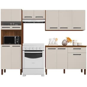 Cozinha Compacta Com Balcão 251cm Louis K02 Nogueira-off - Mpozenato