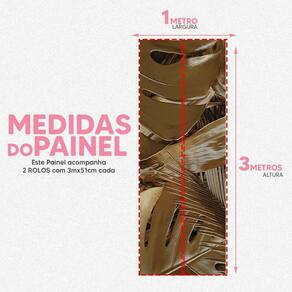 Papel De Parede Painel 3D Folhas Floresta Dourada 1M