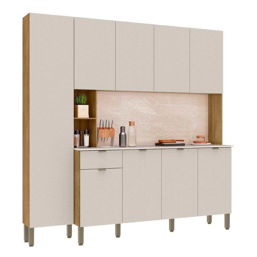 Armário De Cozinha Pulse 9 Portas E 1 Gaveta Freijó Soft