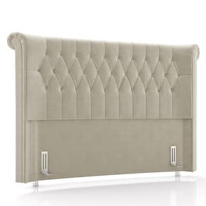 Cabeceira Cama Casal King 195cm Dust P02 Veludo Bege - Mpozenato