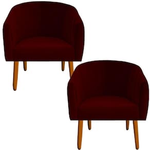 Kit 02 Poltrona Julia Decoração Salão Cadeira Escritório Recepção Estar Amamentação Suede Marsala D`classe Decor