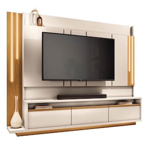 Estante Painel Para 75 Pol. Monzane H01 Off White-cinamomo - Mpozenato