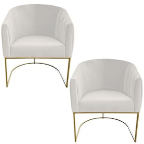Kit 02 Poltrona Julia Com Base De Ferro Sala De Estar Escritório Recepção Clinica Suede Bege D`classe Decor