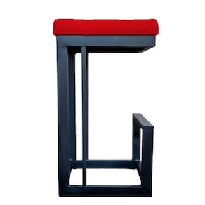 Banqueta Londres Base De Ferro Sued Vermelho D`classe Decor