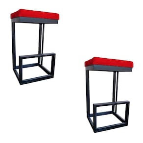 Kit 02 Banquetas Londres Base De Ferro Sued Vermelho D`classe Decor