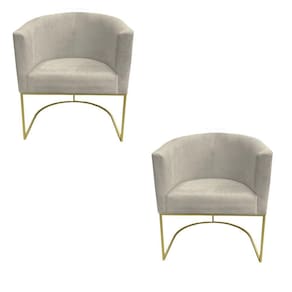 Kit 02 Poltronas Paola Base De Ferro Sued Bege D`classe Decor