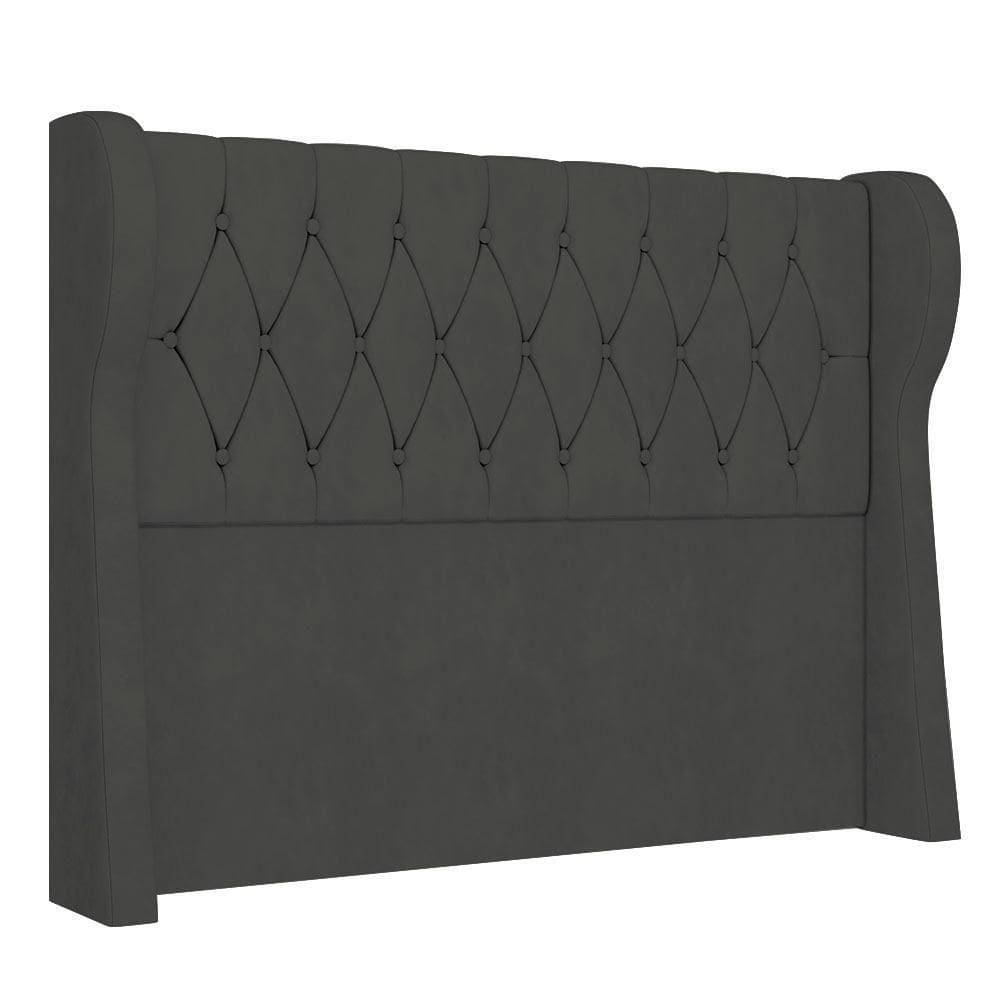 Cabeceira Casal Queen Cama 160cm Malva I02 Veludo Chumbo - Mpozenato
