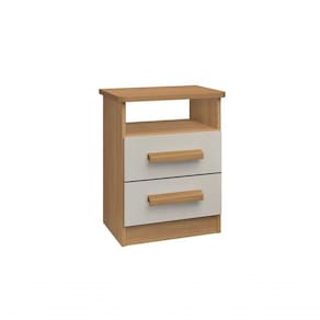 Mesa De Cabeceira Firenze 2 Gavetas Com Nicho - D` Doro Cinamomo-off White
