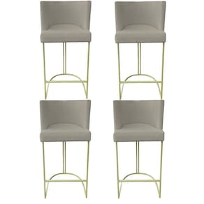 Kit 04 Banquetas Toquio Base De Ferro Sued Bege D`classe Decor