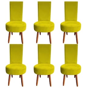 Kit 06 Cadeiras De Jantar Lisboa Sued Amarelo D`classe Decor