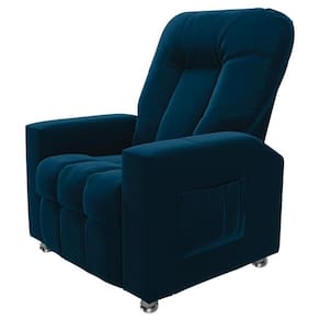 Poltrona Do Papai Reclinável Para Cinema Praddo Fh9 Veludo Azul Marinho - Mpozenato