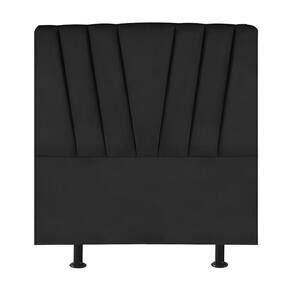 Cabeceira Estofada Cama Solteiro 90 Cm Ariel Veludo Preto