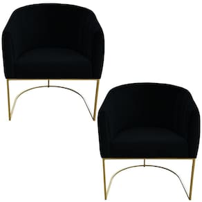 Kit 02 Poltrona Julia Com Base De Ferro Sala De Estar Escritório Recepção Clinica Suede Preto D`classe Decor