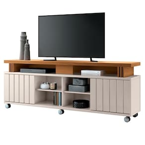 Rack Para Sala Bancada De 70 Pol. 180cm Briz H01 Off White-cinamomo - Mpozenato