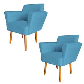 Kit 02 Poltronas Dora Sued Azul Turquesa D`classe Decor