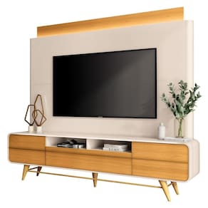 Estante Painel Para 85 Pol 220cm Nobre Off White-cinamomo - Hb Móveis