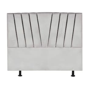 Cabeceira Estofada Cama Casal Queen Size 160 Cm Ariel Veludo Cinza Claro