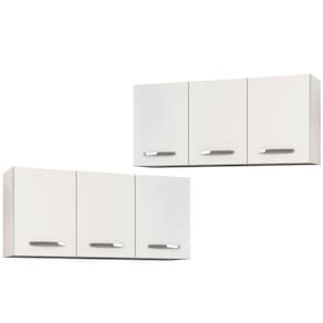 Kit 2 Armários Aéreos De Cozinha Honduras 120cm 3 Portas - Lumil Móveis Branco