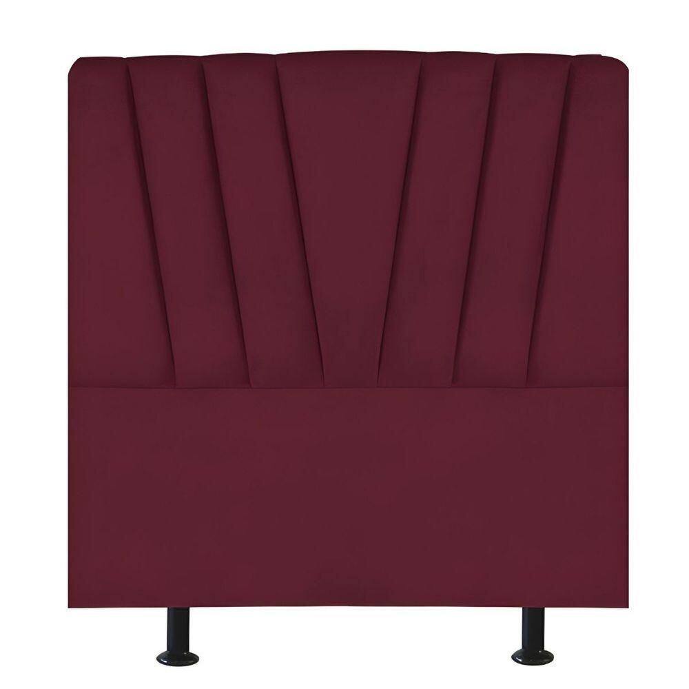 Cabeceira Estofada De Cama Casal 140 Cm Ariel Suede Bordô