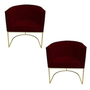 Kit 02 Poltronas Paola Base De Ferro Sued Marsala D`classe Decor