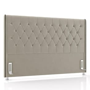Cabeceira Cama Casal King 195cm Florenza P02 Veludo Bege - Mpozenato
