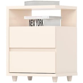 Mesa De Cabeceira 2 Gavetas 48 Cm Campeche Off White Henn