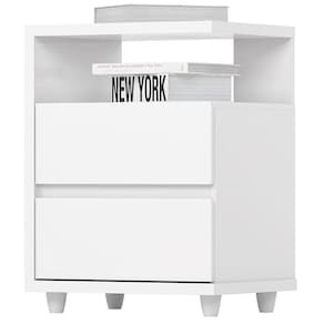 Mesa De Cabeceira 2 Gavetas 48 Cm Campeche Branco Henn
