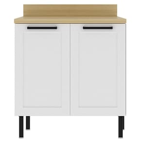 Balcão Com Tampo 80 Cm 2 Portas Mdf Branco Tecno Mobili