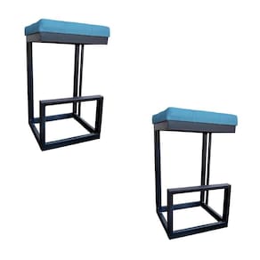 Kit 02 Banquetas Londres Base De Ferro Sued Azul Tiffany D`classe Decor