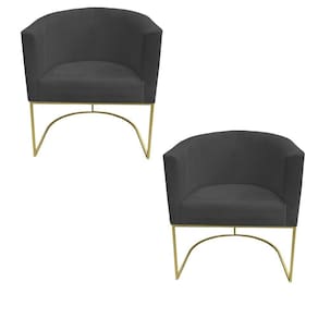 Kit 02 Poltronas Paola Base De Ferro Sued Grafite D`classe Decor