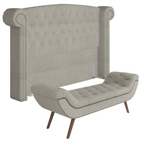 Cabeceira Cama King 195cm Provença E Recamier Veneto P02 Bouclé Cru - Mpozenato