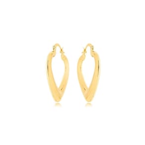Brinco Argola Coração Oco Liso Banhado A Ouro 18k