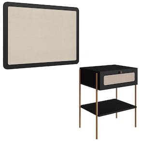 Cabeceira Solteiro 90cm E Mesa 1 Gaveta Arlo A10 Nero-dourado - Mpozenato