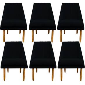 Kit 06 Cadeiras Para Sala De Jantar Ana Pés Palito Suede Preto D`classe Decor