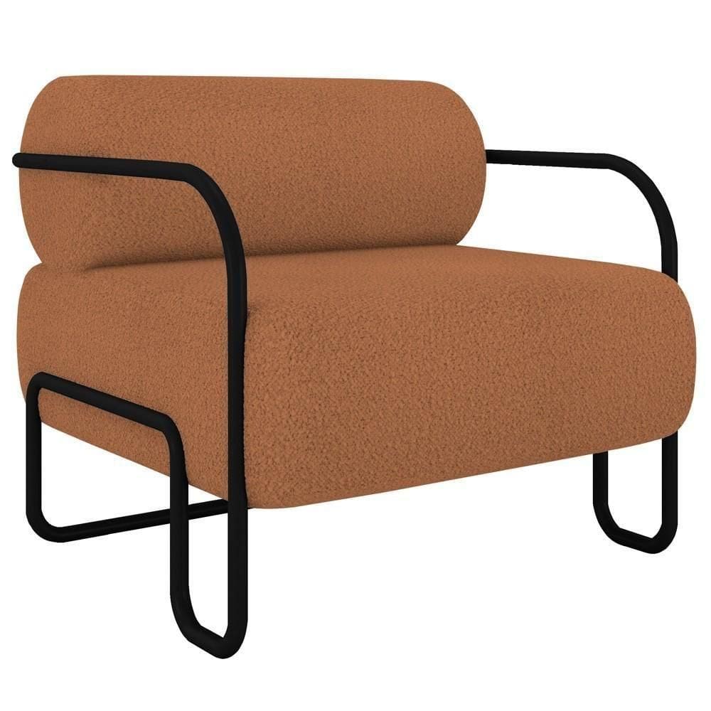 Poltrona Decorativa Para Sala Industrial Kira K04 Bouclê Terracota - Mpozenato