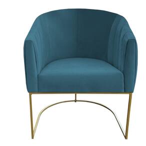 Poltrona Julia Com Base De Ferro Sala De Estar Escritório Recepção Clinica Suede Azul Tiffany D`classe Decor