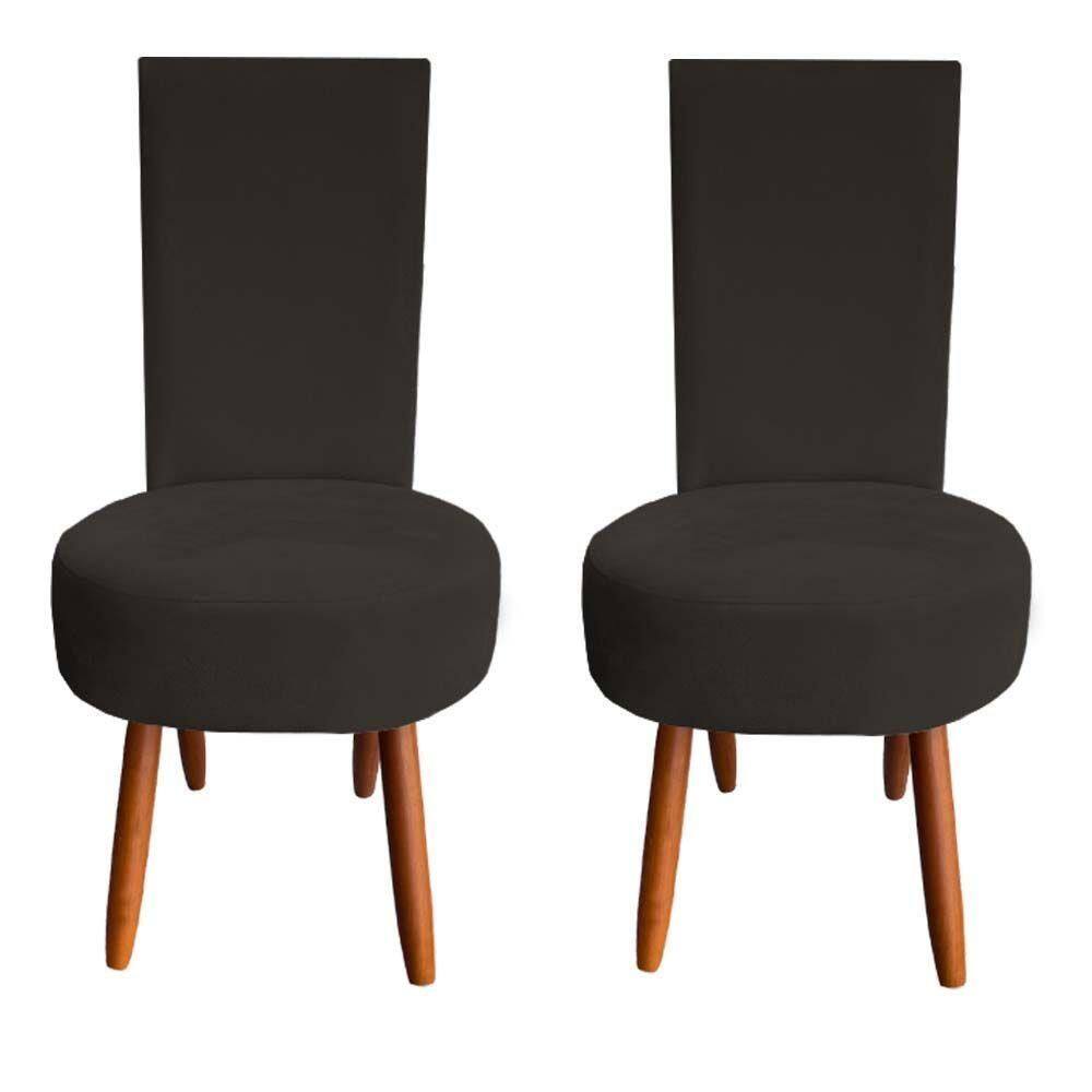 Kit 02 Cadeiras De Jantar Lisboa Sued Marrom D`classe Decor