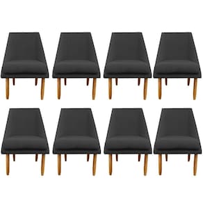 Kit 08 Cadeiras Para Sala De Jantar Ana Pés Palito Suede Grafite D`classe Decor