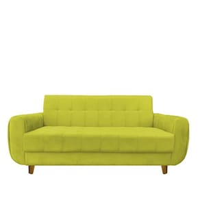 Sofá 3 Lugares Golden Suede Amarelo D`classe Decor
