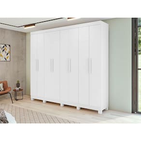 Guarda Roupa Casal Ambiente Andara Soft 8 Portas Branco Brilho com Pés - Lopas