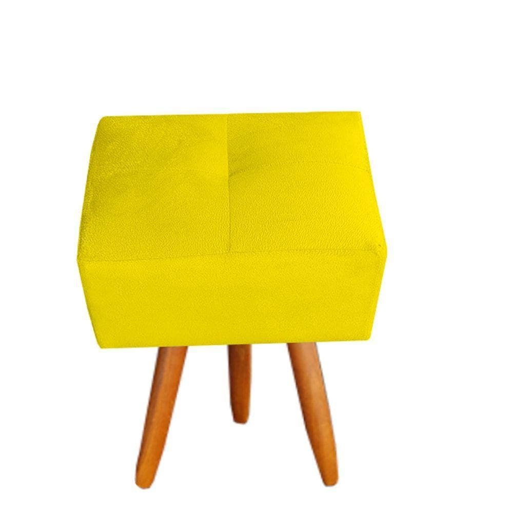 Puff Malu Decorativo Pés Palito Suede Amarelo D`classe Decor