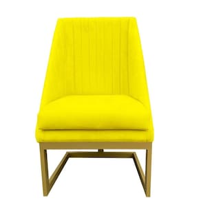 Cadeira Para Sala De Jantar Ana Base De Ferro Suede Amarelo D`classe Decor