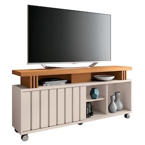 Rack Para Sala Bancada De 50 Pol. 136cm Briz H01 Off White-cinamomo - Mpozenato