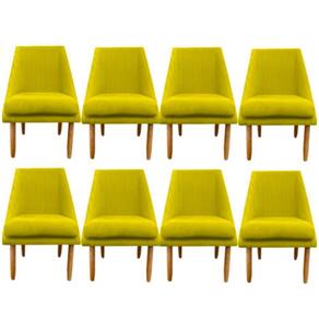 Kit 08 Cadeiras Para Sala De Jantar Ana Pés Palito Suede Amarelo D`classe Decor