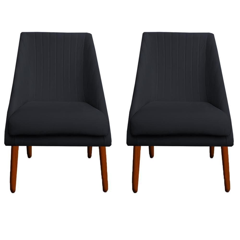Kit 02 Cadeiras Para Sala De Jantar Ana Pés Palito Veludo Grafite D`classe Decor