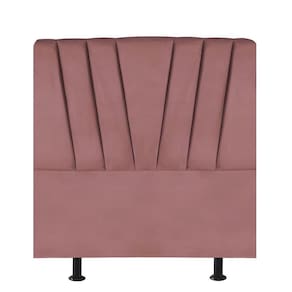 Cabeceira Estofada Cama Solteiro 100 Cm Ariel Veludo Rosé