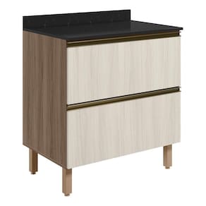 Balcao Com Tampo 2g 80cm Mdf Kali 16412 Carvalho Toq Bianco Toq Nicioli