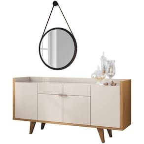Balcão Buffet Sinfonia Com Espelho Adnet 54cm H01 Off White-cinamomo - Mpozenato