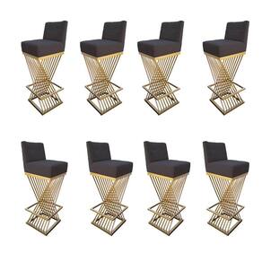 Kit 08 Banquetas Luma Base De Ferro Sued Grafite D`classe Decor